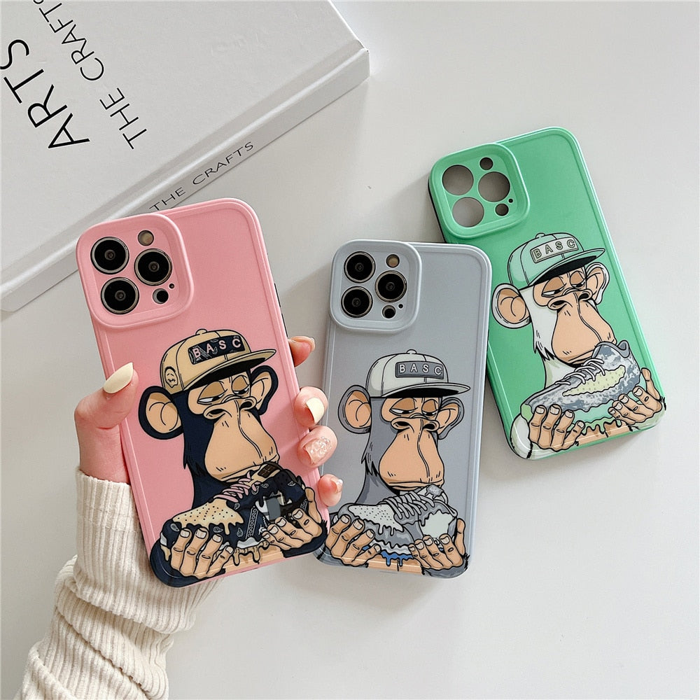 Sports brand shoe NFT Ape Club head portrait Phone Case for iPhone 14 13 Pro Max 12 11 XS Max XR 7 8 Plus luxury Imd Soft Cover