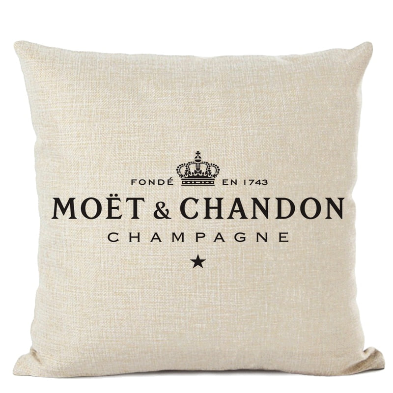 Black Linen Luxury Decorative Pillow Case High Quality Printing Text Luxury White Hotel Home Sofa Cushion Cover 45 * 45CM