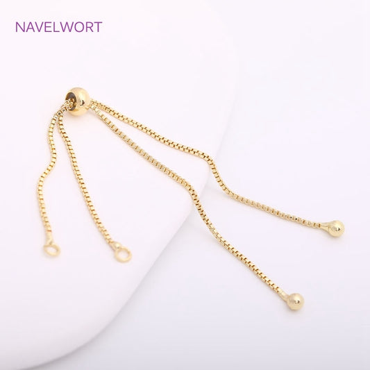 1mm Box Chain Bracelet Component With Silicone Insert Beads,14K Gold Plating Box Chain For Bracelet Making Accessories Wholesale