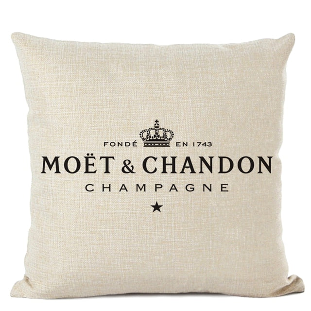 Black Linen Luxury Decorative Pillow Case High Quality Printing Text Luxury White Hotel Home Sofa Cushion Cover 45 * 45CM