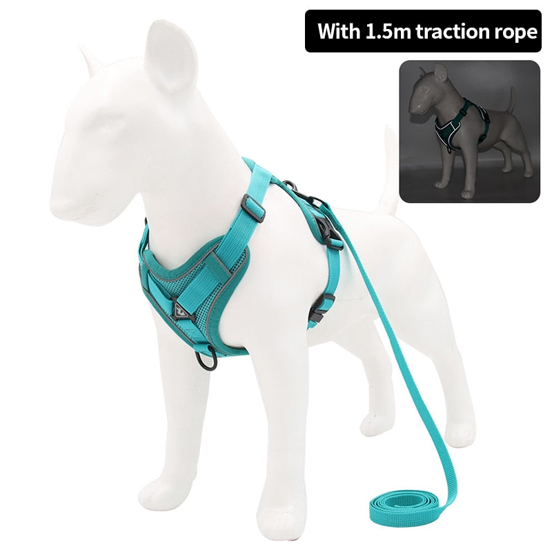 Luminous Pet Leash Adjustable Puppy Harness Dog Vest Collar Dogs Traction Rope With Safety Reflective Strip Dog Accessories