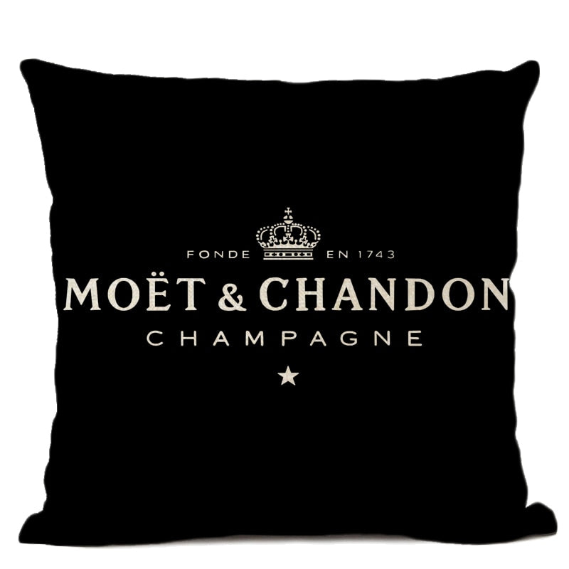Black Linen Luxury Decorative Pillow Case High Quality Printing Text Luxury White Hotel Home Sofa Cushion Cover 45 * 45CM