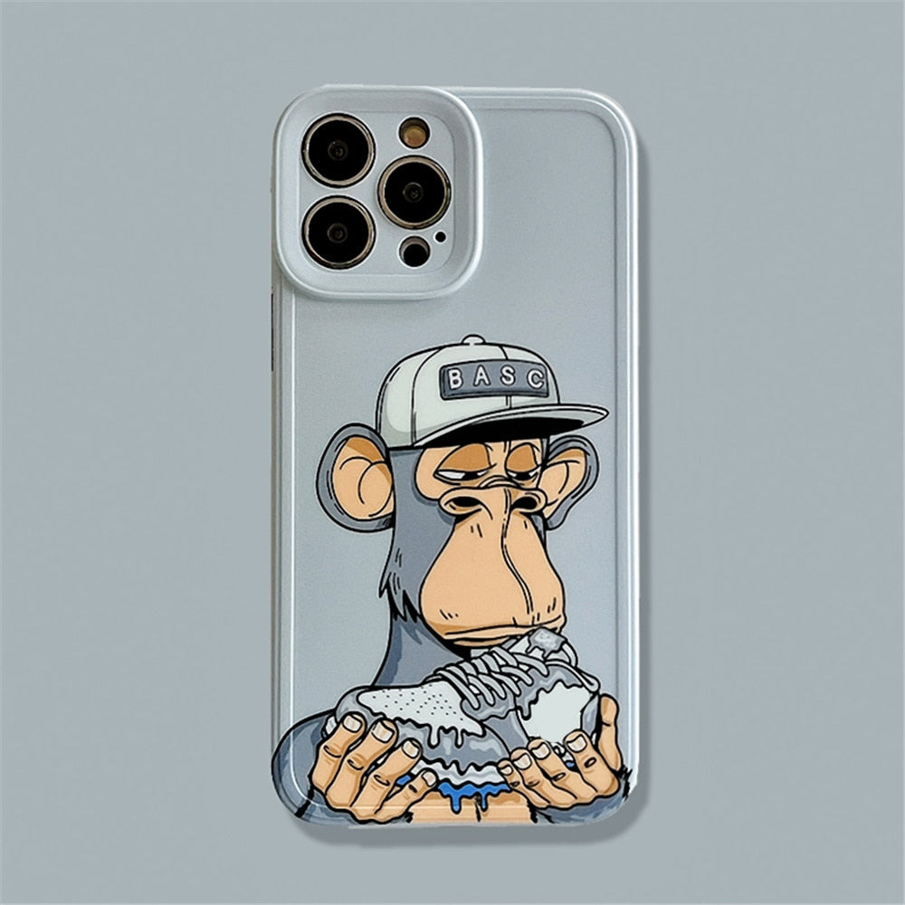 Sports brand shoe NFT Ape Club head portrait Phone Case for iPhone 14 13 Pro Max 12 11 XS Max XR 7 8 Plus luxury Imd Soft Cover