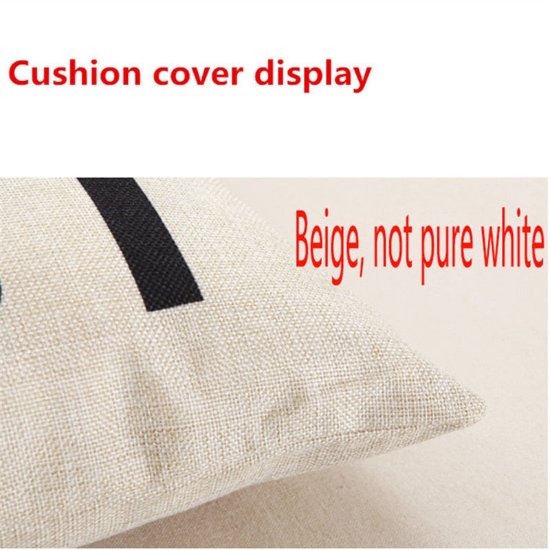 Black Linen Luxury Decorative Pillow Case High Quality Printing Text Luxury White Hotel Home Sofa Cushion Cover 45 * 45CM
