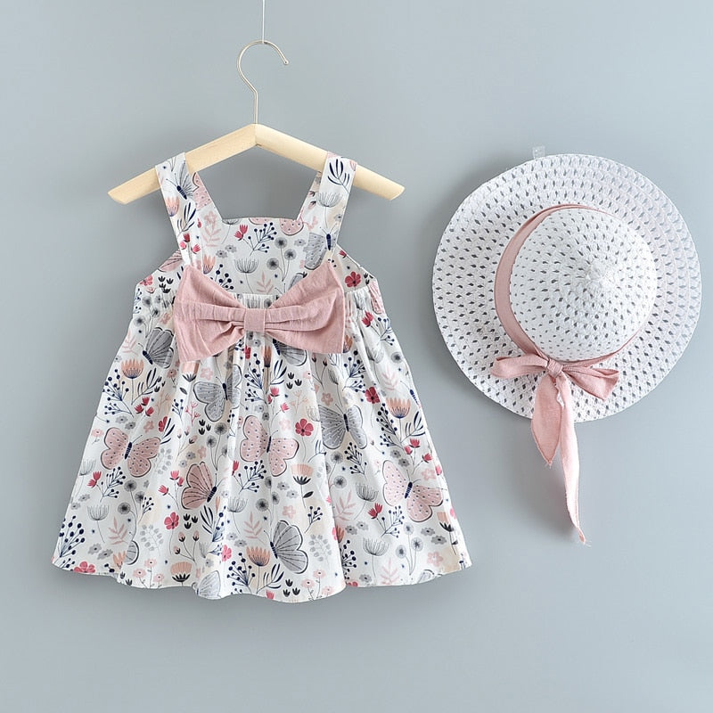 Melario Children's Clothing Baby Girl Clothes Summer Party Clothing for Girls Dress Cherry Dot Princess Dresses Bow Hat Outfits
