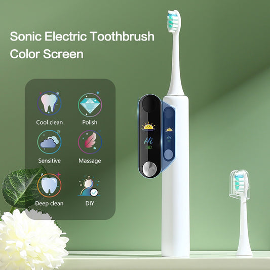 Smart Electric Sonic Toothbrush Portable Wireless Teeth Cleaning Device Adult Toothbrush DIY Cleaning Mode Teeth Whitening