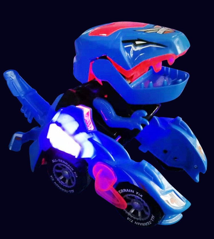 LED Deformed Dinosaur Car Led Car Universal Wheel deform Robot Vehicle Toy With Lights Sounds Christmas Gift for Kids
