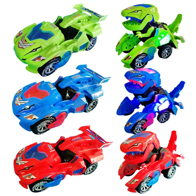 LED Deformed Dinosaur Car Led Car Universal Wheel deform Robot Vehicle Toy With Lights Sounds Christmas Gift for Kids