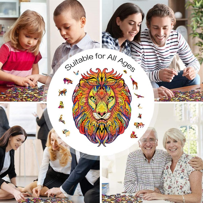 New Lion 3D Wooden Puzzle Children Wooden DIY Crafts Animal Modeling Decompression Toys Classic Toys Eagle Wooden Puzzles
