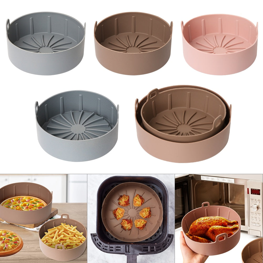 Air Fryer Silicone Nonstick Pans Airfryer Accessories Reusable Baking Dishes Baking Basket Baking Tool Tray Silicone Pad Pan