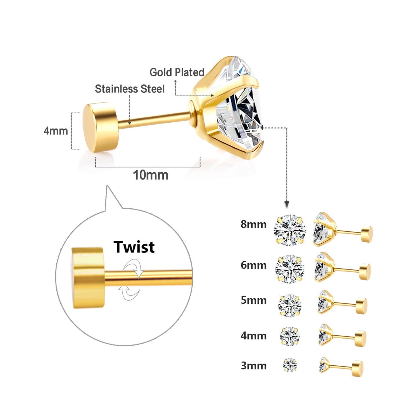 2022 Crystal Earrings for Women Round Gold Silver color Zircon Fashion Jewelry accessories brinco Gift Wholesale
