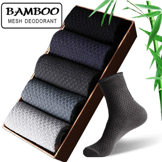 High Quality Bamboo Fiber Men's Socks 5Pairs/Lot New Classic Business Long Socks Summer Winter Casual Man Dress SockSize EU38-45