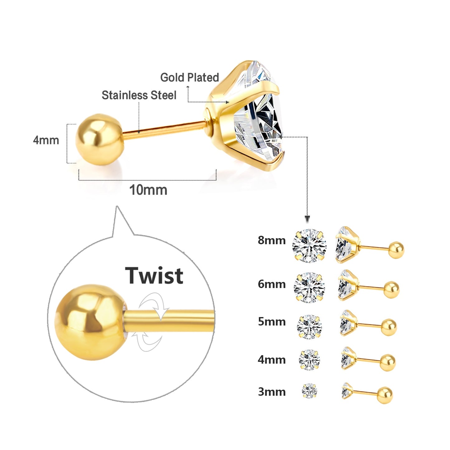 2022 Crystal Earrings for Women Round Gold Silver color Zircon Fashion Jewelry accessories brinco Gift Wholesale