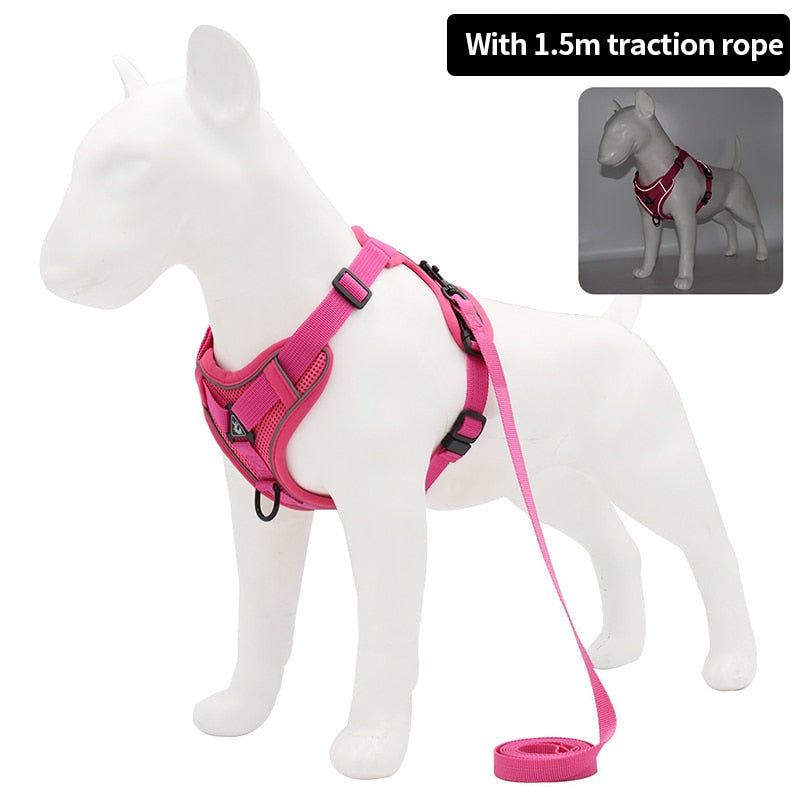 Luminous Pet Leash Adjustable Puppy Harness Dog Vest Collar Dogs Traction Rope With Safety Reflective Strip Dog Accessories
