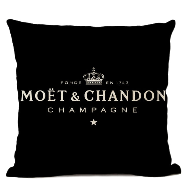 Black Linen Luxury Decorative Pillow Case High Quality Printing Text Luxury White Hotel Home Sofa Cushion Cover 45 * 45CM