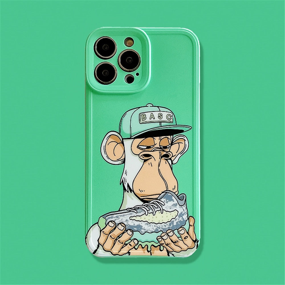 Sports brand shoe NFT Ape Club head portrait Phone Case for iPhone 14 13 Pro Max 12 11 XS Max XR 7 8 Plus luxury Imd Soft Cover