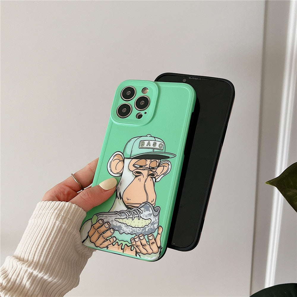 Sports brand shoe NFT Ape Club head portrait Phone Case for iPhone 14 13 Pro Max 12 11 XS Max XR 7 8 Plus luxury Imd Soft Cover