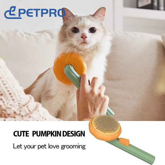 Pumpkin Self Cleaning Slicker Comb for Dog Cat Puppy Rabbit, Grooming Brush Tool Gently Removes Loose Undercoat Tangled Hair