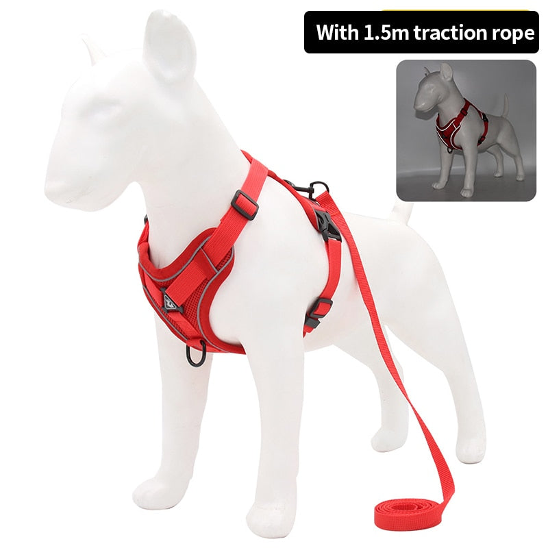 Luminous Pet Leash Adjustable Puppy Harness Dog Vest Collar Dogs Traction Rope With Safety Reflective Strip Dog Accessories
