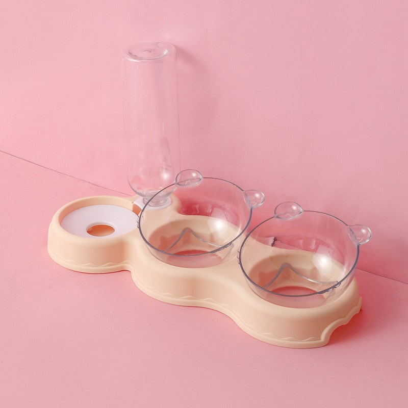3 in 1 Cat Food Bowl Automatic Feeder Water Dispenser Pet Dog Cat Food Container Drinking Raised Stand Dish bowl