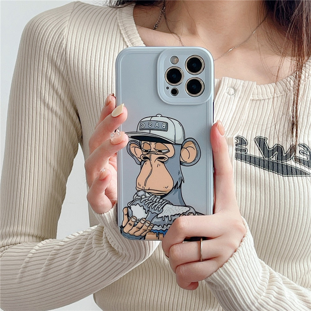 Sports brand shoe NFT Ape Club head portrait Phone Case for iPhone 14 13 Pro Max 12 11 XS Max XR 7 8 Plus luxury Imd Soft Cover