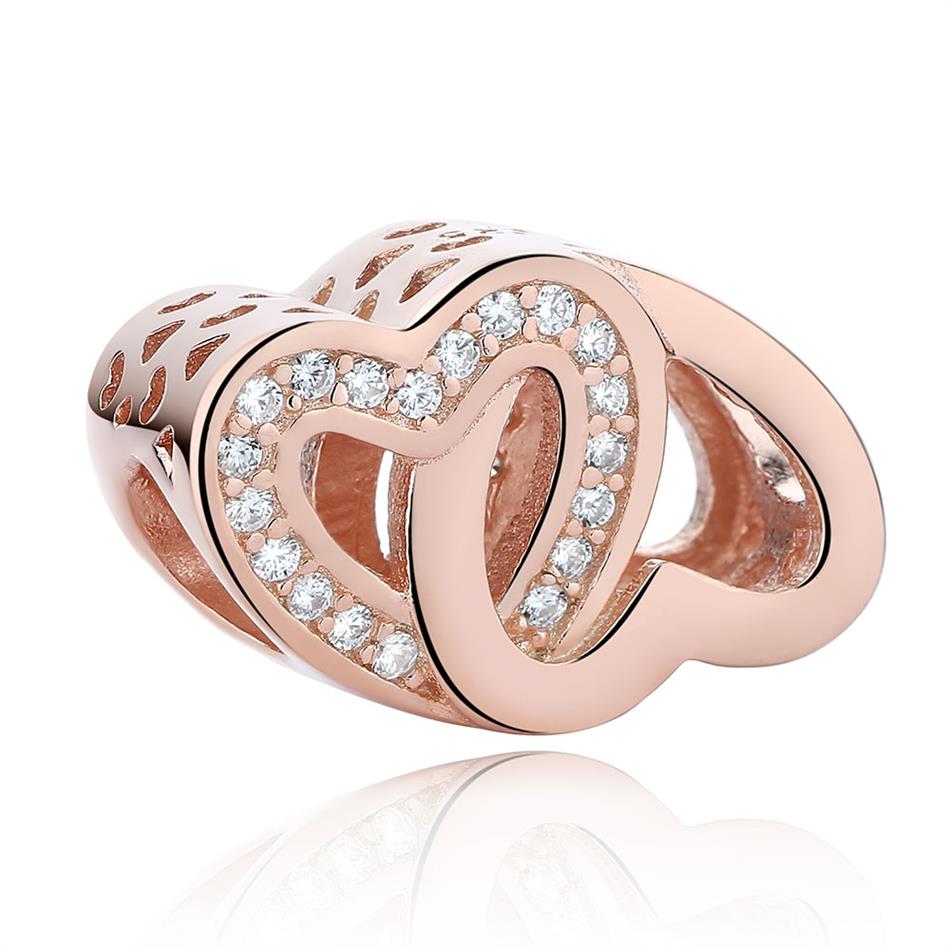 Fashion Rose Gold Tree Feather Heart Charms Beads Fit Original Bracelet Women 925 Sterling Silver Jewelry Accessories