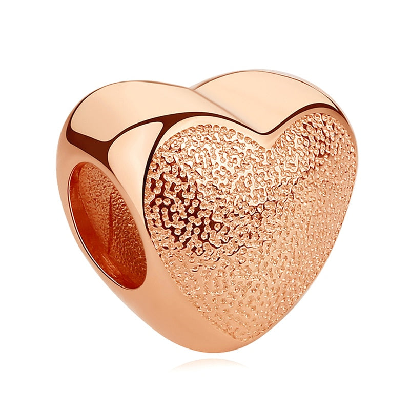Fashion Rose Gold Tree Feather Heart Charms Beads Fit Original Bracelet Women 925 Sterling Silver Jewelry Accessories